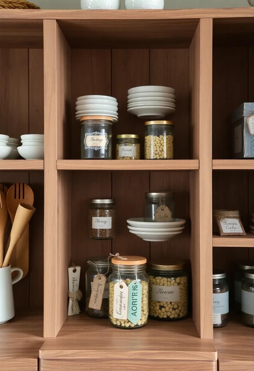 rustic Shelf ‌Labels: Label your⁤ jars and‍ containers with charming handwritten ‍notes⁣ or rustic tags for​ functional, stylish storage⁢ that’s easy to identify