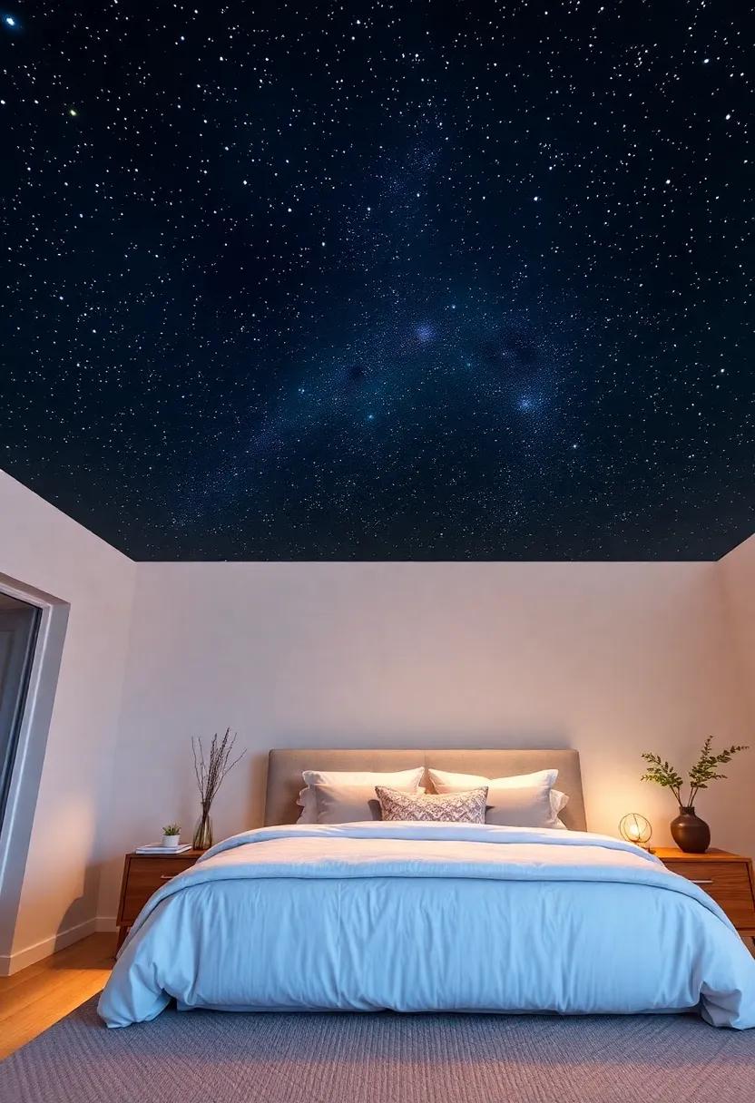 Starry⁣ Ceiling: Bring the cosmos indoors by installing fiber optic ⁤lighting in a bedroom ceiling to evoke a restful night under⁢ the​ stars