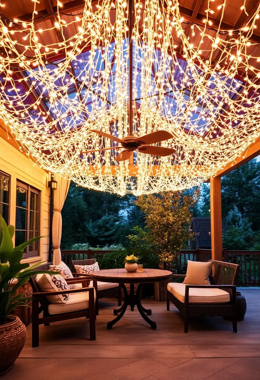 Twinkling Canopy: Create ⁢a ​magical canopy effect by draping string lights ⁤overhead‍ in a patio or garden area to set the mood for gatherings