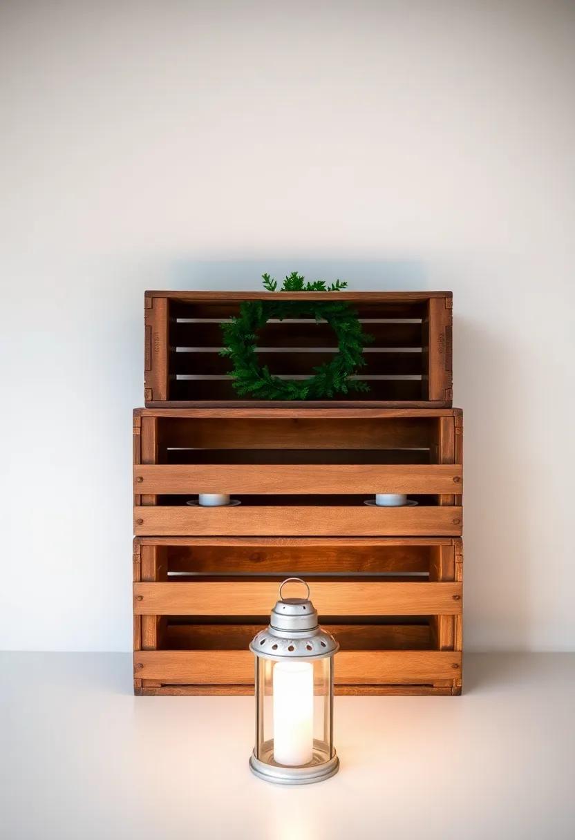 Vintage Wood Crates: Stack ‍vintage wood crates filled with ⁤candles or ⁤small⁣ lanterns ​for ​a rustic side table⁣ that doubles as a‌ statement piece