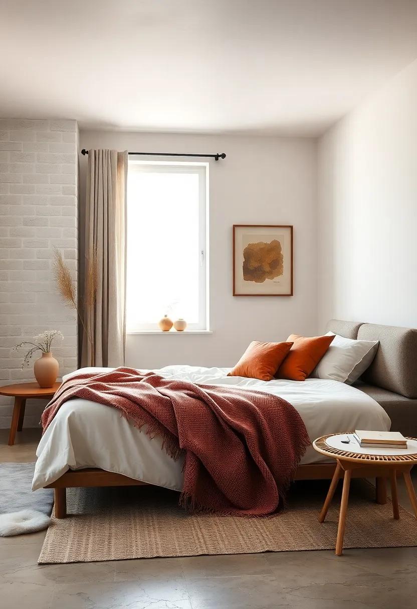 introduce a​ Statement Blanket or Throw in Muted Colors