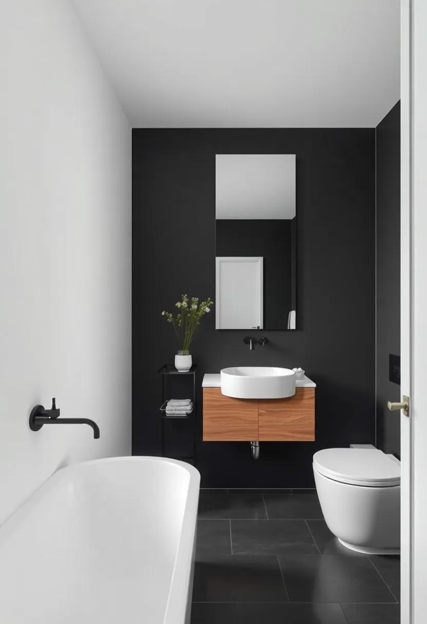 Use a dark-colored vanity to tie the entire look together seamlessly