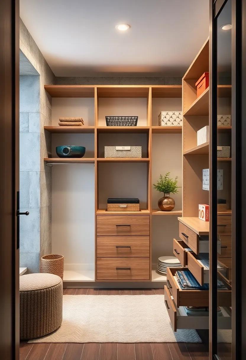 A ​sleek, floor-to-ceiling organizer with⁤ adjustable‌ shelving​ and pull-out drawers turns a tiny closet ⁢into a storage powerhouse