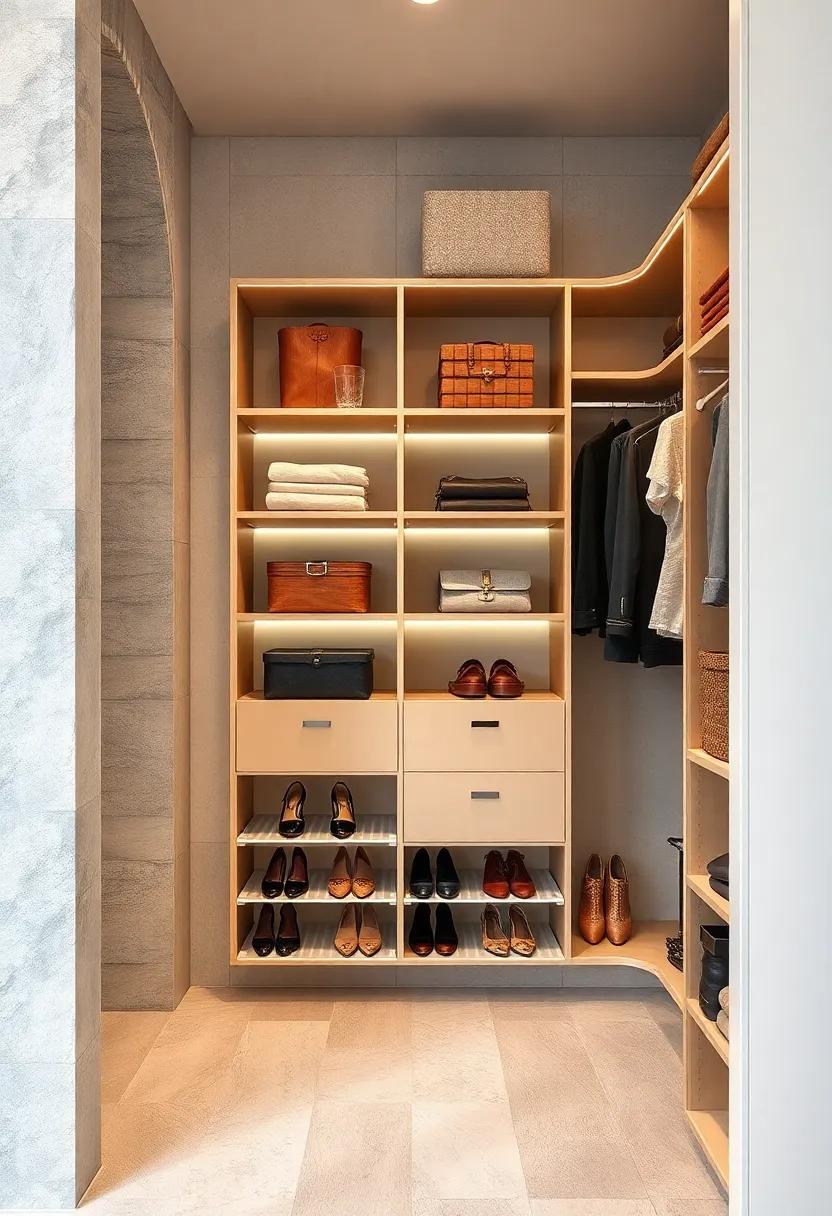 Tiered shoe racks fitted⁢ into the closet base keep footwear ‍organized and visible,preventing wasted space on the floor