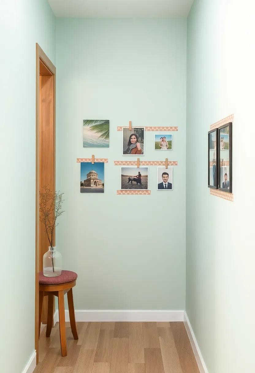 Utilize washi tape ‍to display artful prints ​and photographs on a soft ​pastel wall,‌ giving ⁣your hallway a fun and whimsical touch