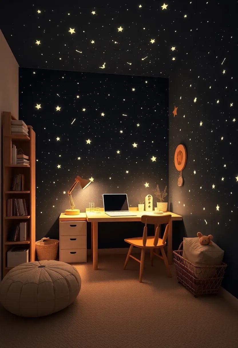 Starry‍ Night Studio: An ‍astronomical theme lit⁤ by glow-in-the-dark stars creates an imaginative night sky, ⁢complete with a tiny desk for doodling ‌constellations ‌and crafting dream-inspired artwork