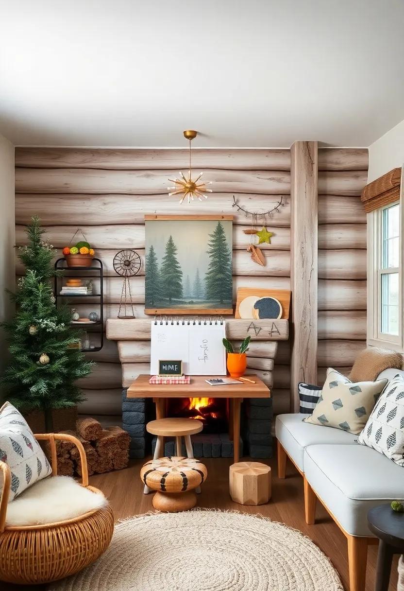 Cozy Cabin Retreat: Inspired by the‍ great ⁢outdoors, ‌this unique‌ room has a small art area nestled by ⁣a faux‍ fireplace, encouraging⁣ children to create nature-themed art projects in a‍ snug setting