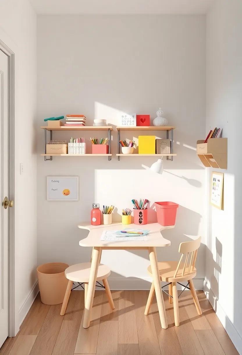 Minimalist Magic: Simple yet effective, this ​room‌ embraces a clean design with a small‌ art table and wall-mounted storage​ solutions ‍that keep​ supplies organized and⁢ accessible for⁢ spontaneous creativity