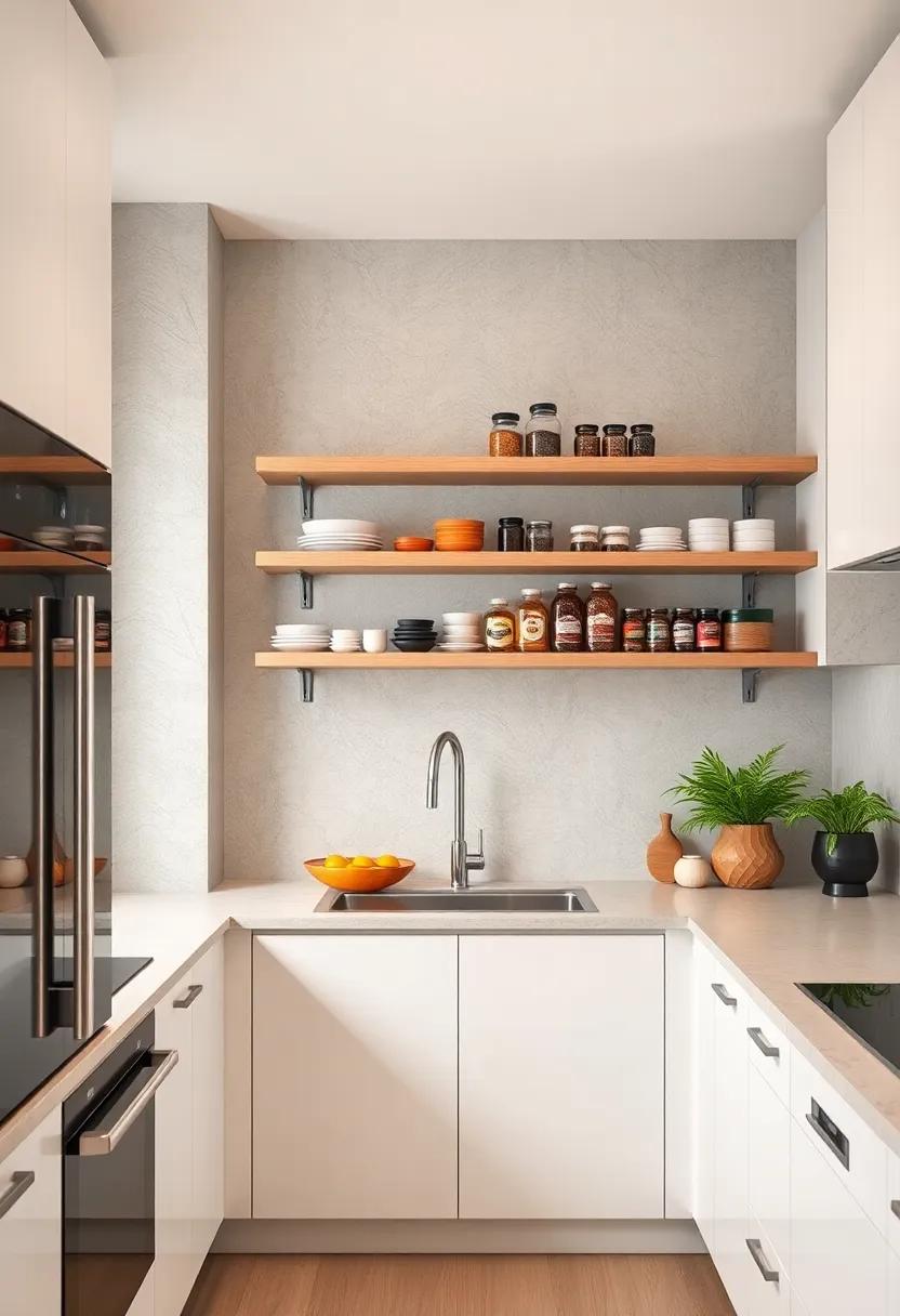 Narrow Open Shelves ⁢Optimized⁣ For Spices And ⁣Small⁢ Containers that Add Practicality Without Overcrowding
