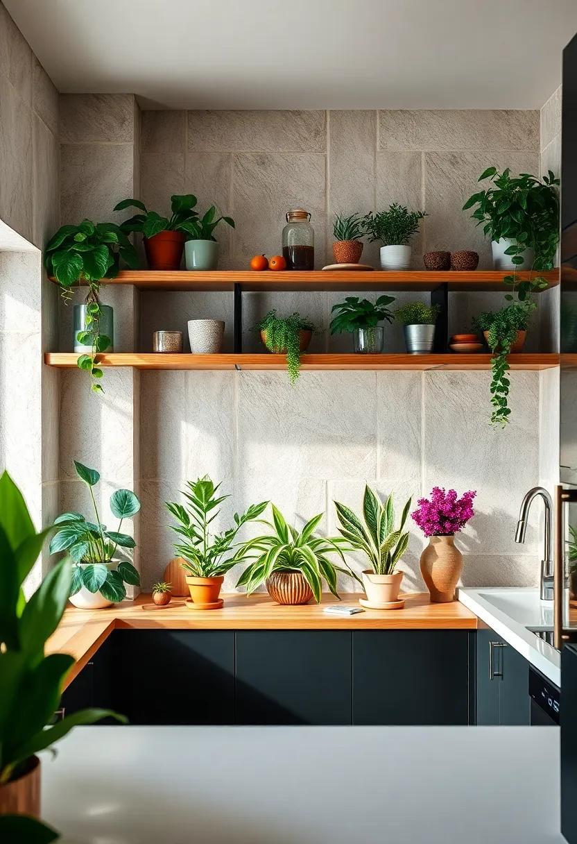 Open‍ Shelving Built Around Kitchen Windows ​To Maximize Natural Light And Showcase Beautiful Houseplants