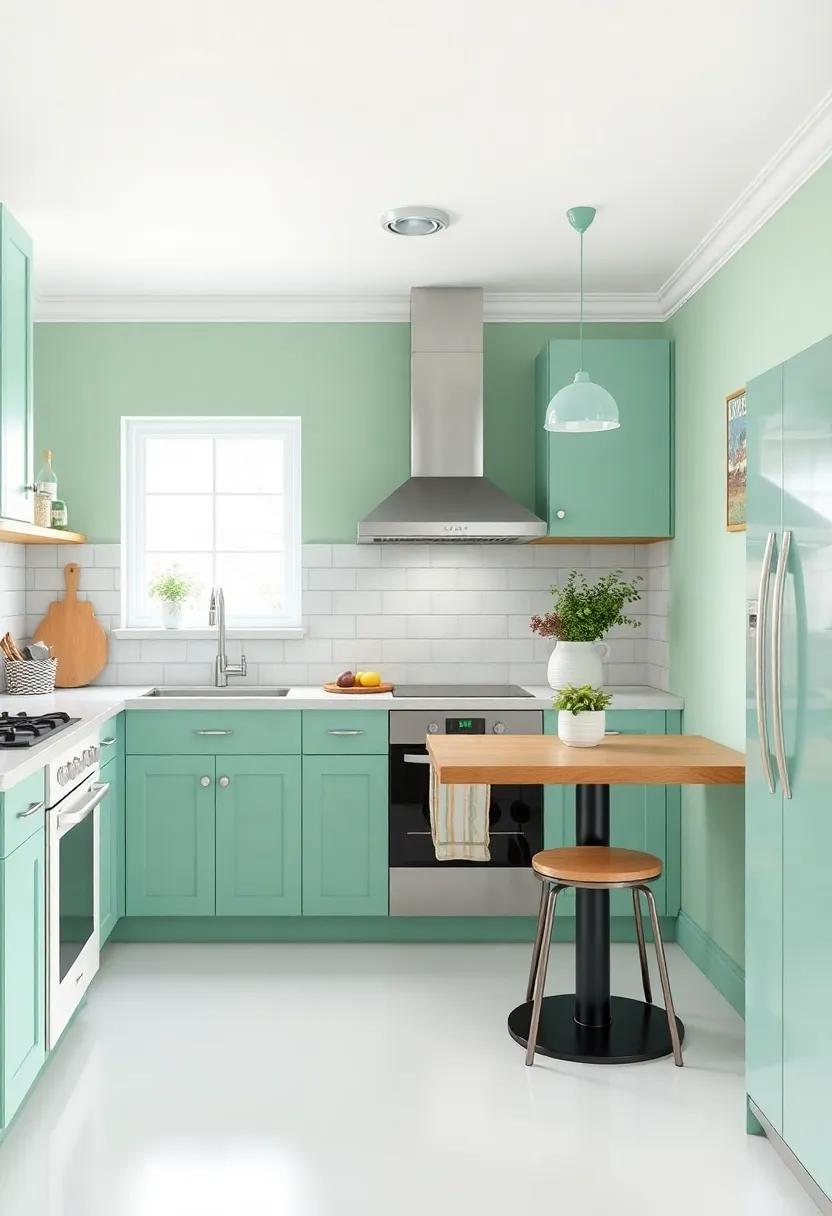 Mint Green: A fresh and invigorating color that brings​ a retro flair to your kitchen, ‌reminiscent ⁣of classic diner aesthetics