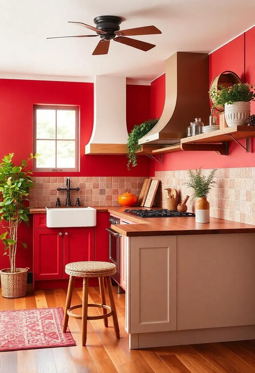 Rustic Red: Perfect for creating a homey, inviting feel, this hue works beautifully with vintage or farmhouse-style kitchens