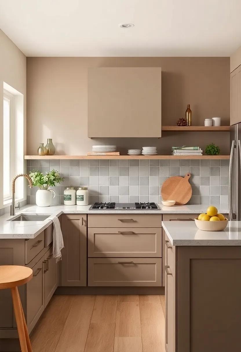 Warm Taupe: A cozy neutral that​ grounds your kitchen while complementing a variety ‍of cabinet ​colors and styles