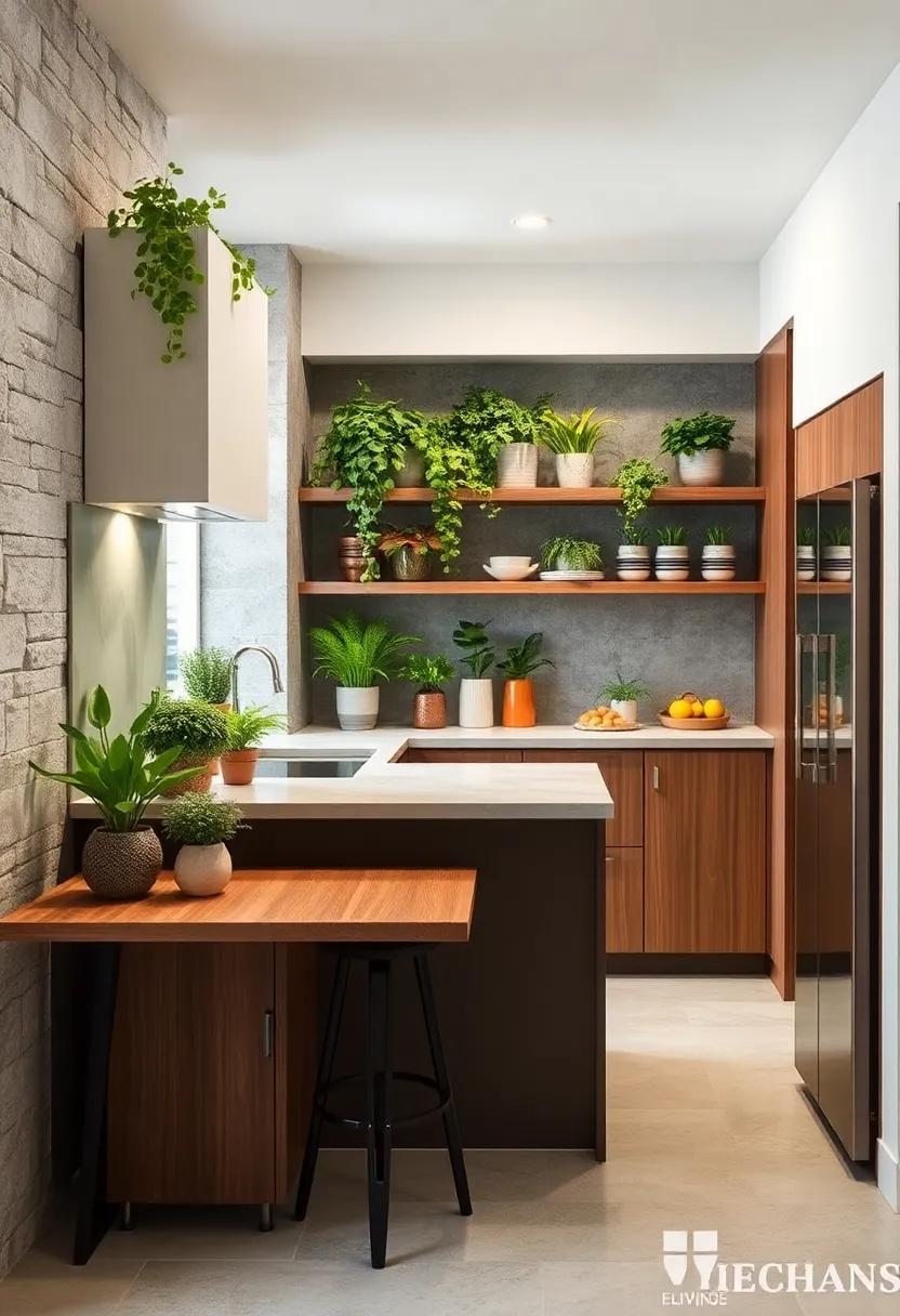 Integrated Herb Gardens and Greenery Breath Life Into Tight L-Shaped Kitchen Corners