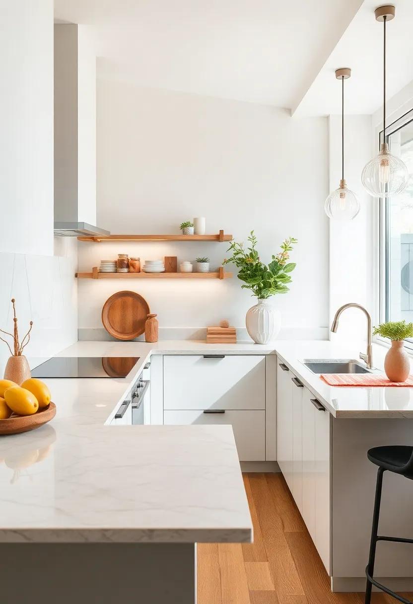 Minimalist Countertops Crafted from Reflective Surfaces to Amplify Brightness and Space