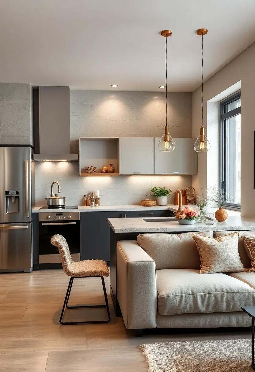 Reflective Metallic Accents Creating an Illusion of Space and Luxurious Detail in Kitchens