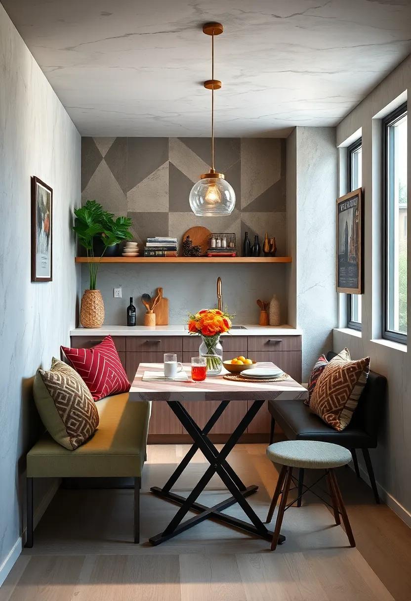 Artistic Foldable Table Patterns Combining Function and Visual Interest in Cozy Culinary Nooks