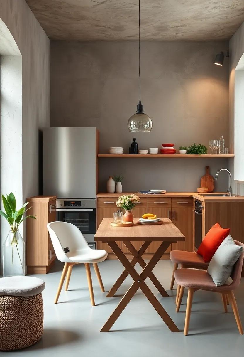 compact Scandinavian Foldable Tables Showcasing Clean Lines and Practicality in Urban Kitchens