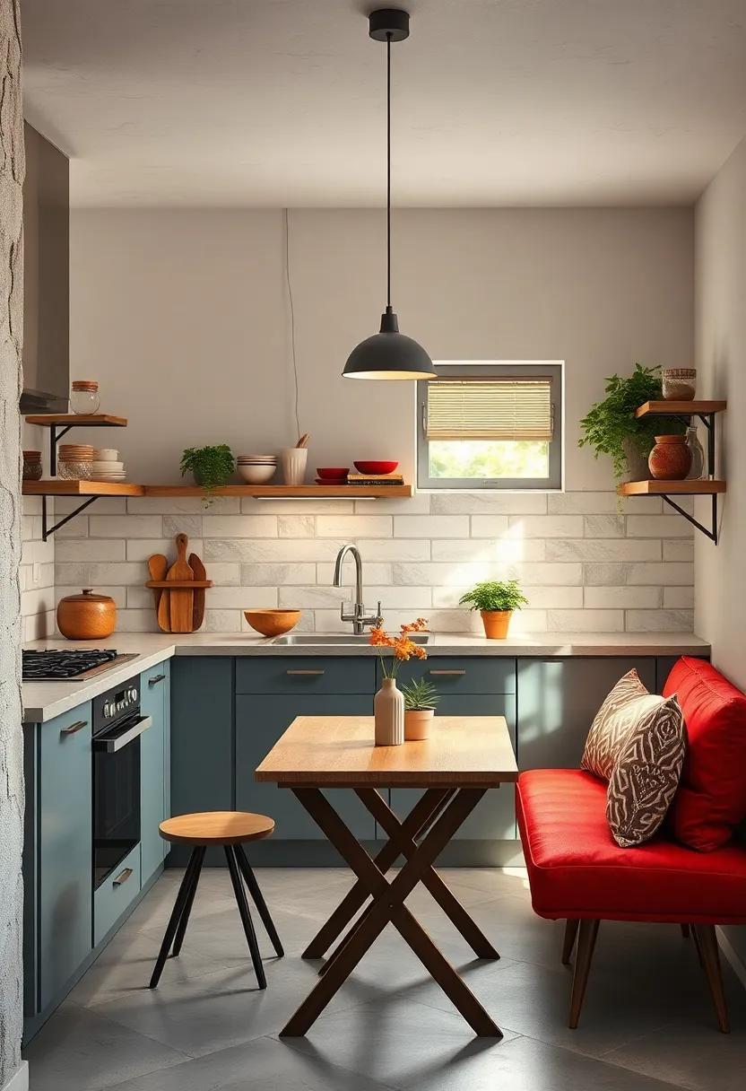 Vintage-Inspired Foldable Tables Evoking nostalgic Charm in Contemporary Small kitchen ⁤Spaces