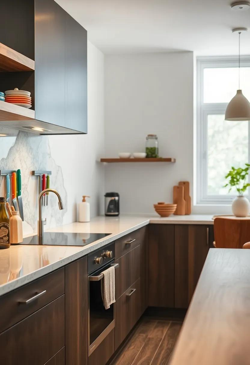 A Minimalist Kitchen ​Design Enhanced By​ Modern Magnetic Knife strips Showing Precision‍ and Order