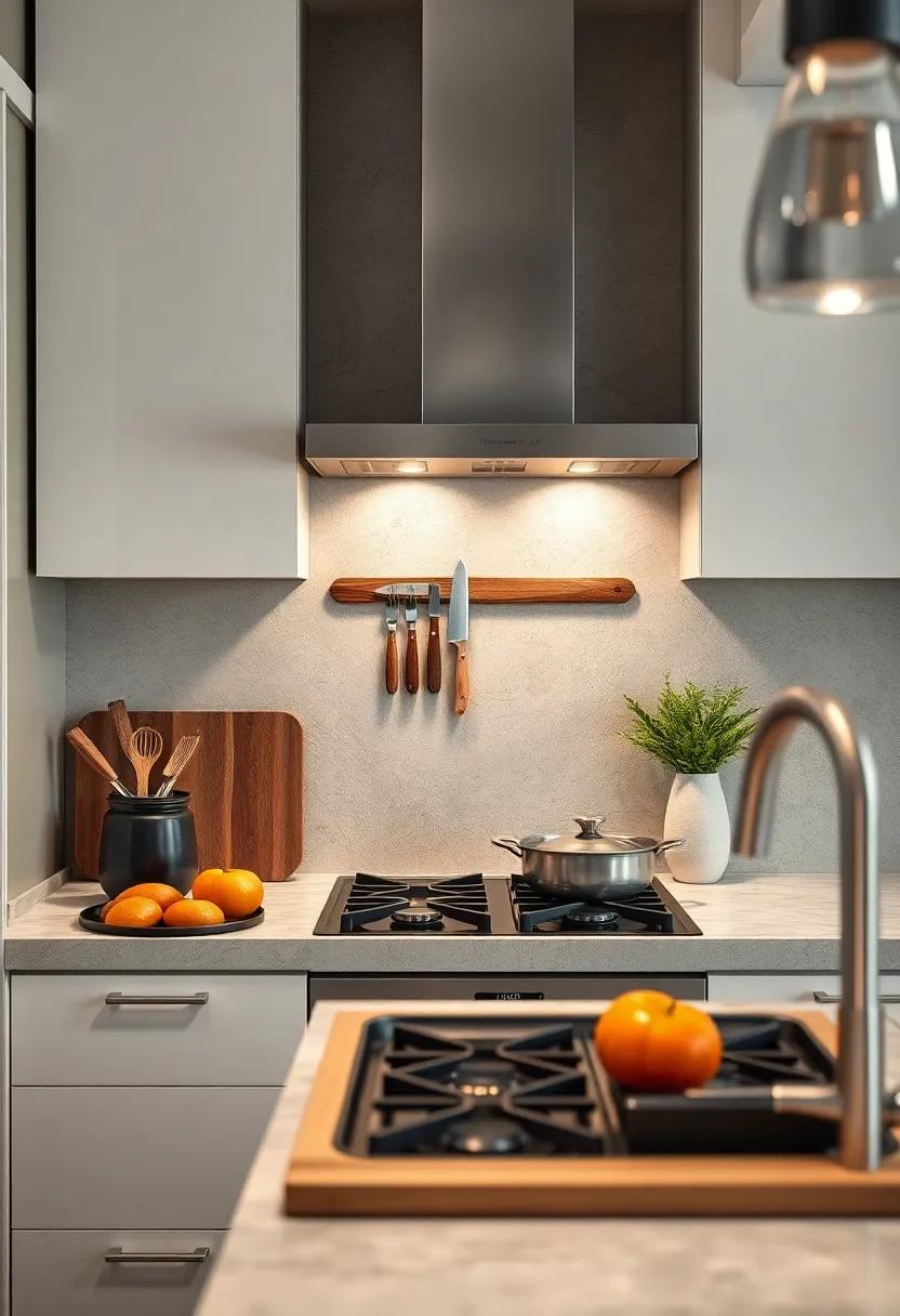Magnetic Knife Strip Mounted above the Stove Highlighting Convenience and Streamlined ⁣Cooking⁢ Flow