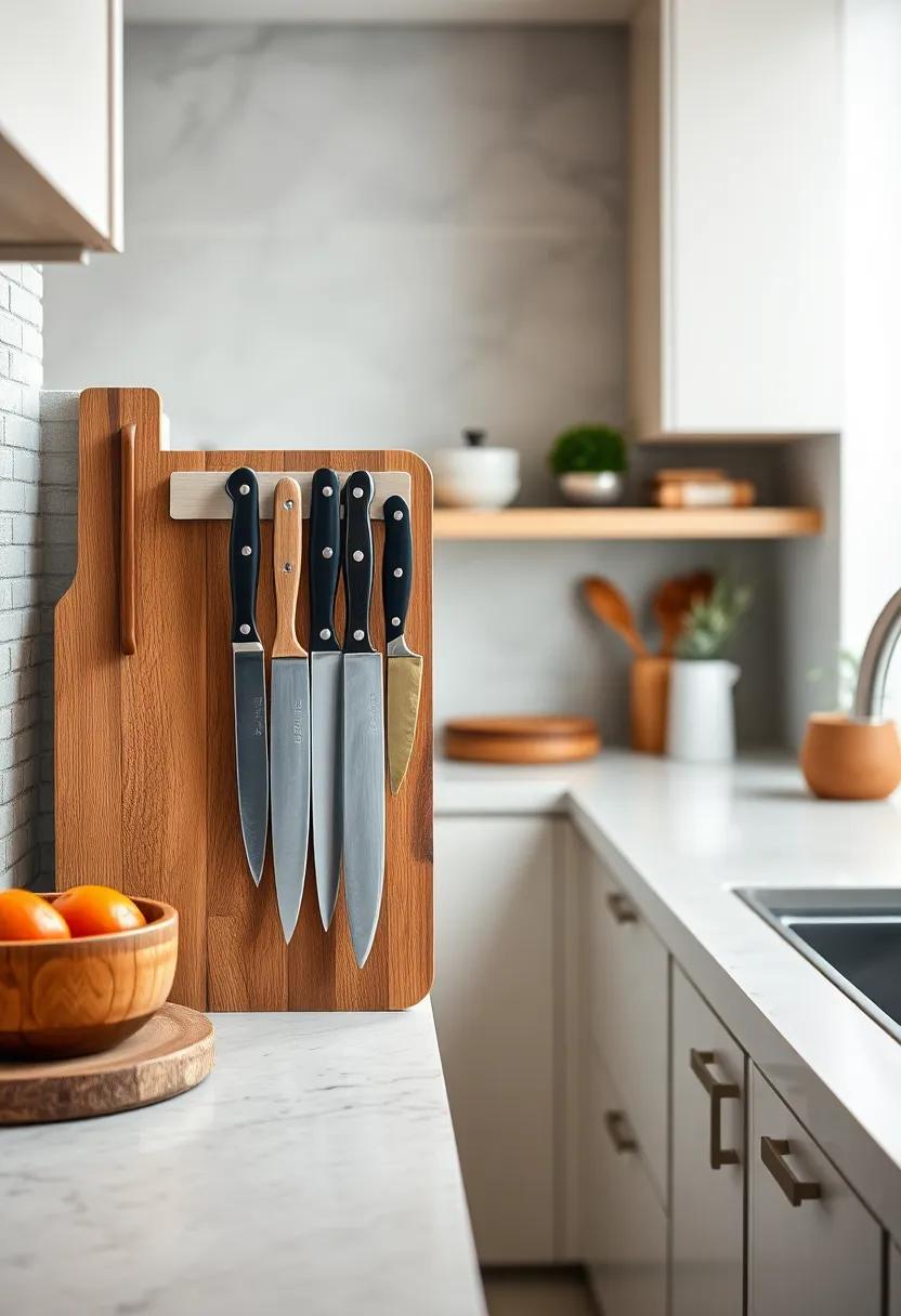 Dynamic Contrast Of Vintage Knives Attached To Contemporary Magnetic Strips Illustrating Timeless Utility