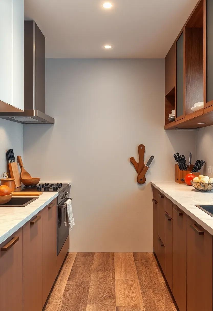 High Angle View Of Magnetic Knife Strips ‍Alongside Cutting Tools Illustrating Order In Limited Space