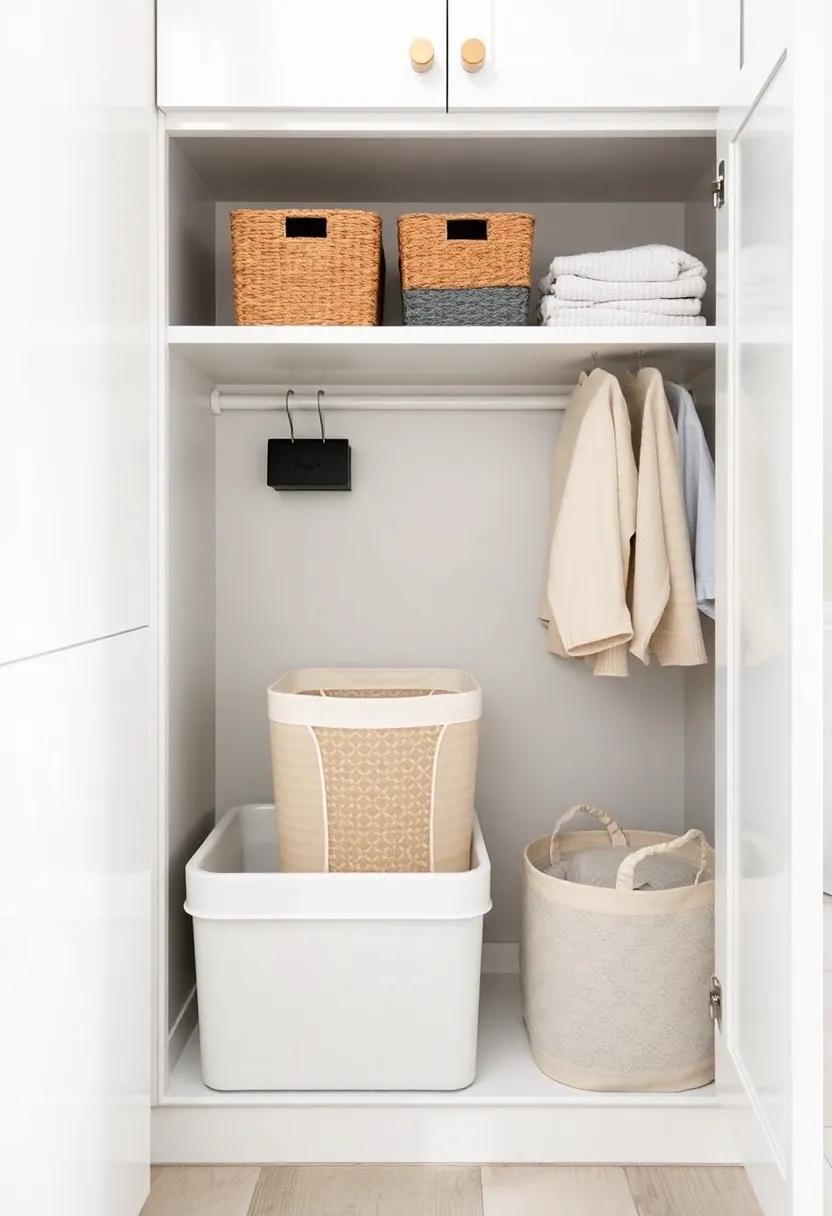 Pull-Out ‌Hamper: ⁢Install a pull-out hamper that slides​ conveniently​ into ​a cabinet, keeping dirty clothes hidden and⁣ your space looking‌ tidy