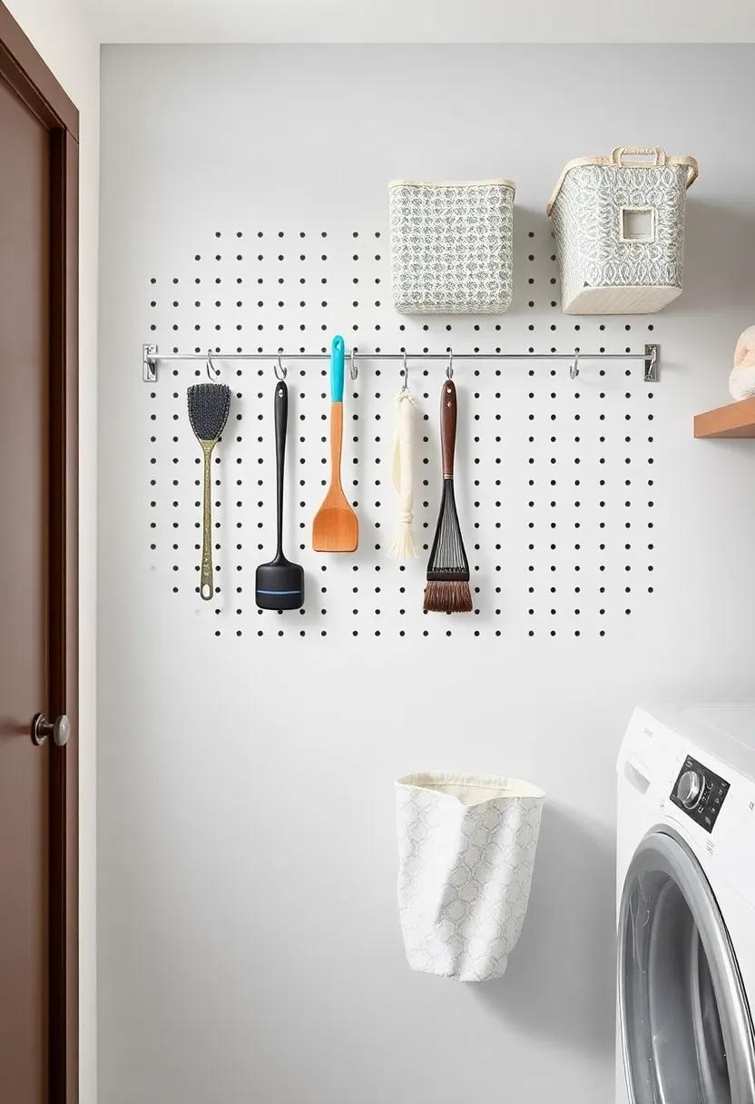Pegboard ⁤Wall ⁢organizer: Use‌ a pegboard on‍ your ⁢wall to hang ⁢items like⁣ cleaning​ brushes, hooks ​for clothes ⁣hangers, or even small decorative bins