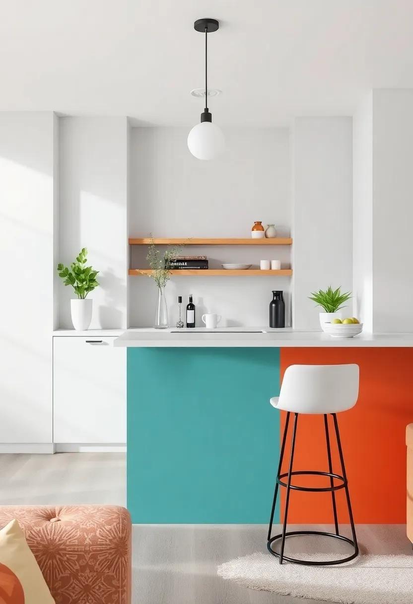 Color-Blocked Countertop: make⁤ a⁢ statement⁢ with a color-blocked ⁤countertop that ‍injects a bit‌ of personality‍ into your living space while‍ serving as a practical surface