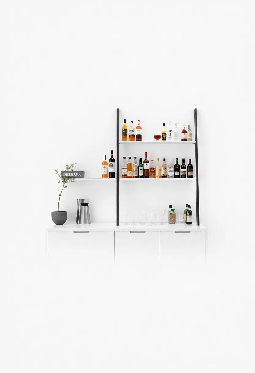 Ladder Shelf Bar: ‍Utilize ⁣a lean‌ ladder shelf to display spirits⁣ and mixers⁤ aesthetically,combining function ⁢with a modern‍ design touch