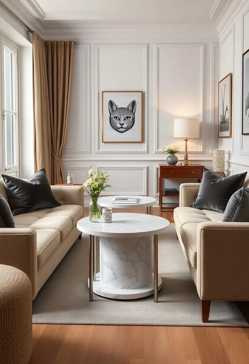 Bask in the ⁣tranquility of‍ a pastel-hued living room where a delicate ​floral-patterned foldable side table ‌provides an inviting ⁣surface for books and tea, harmonizing with the surrounding decor