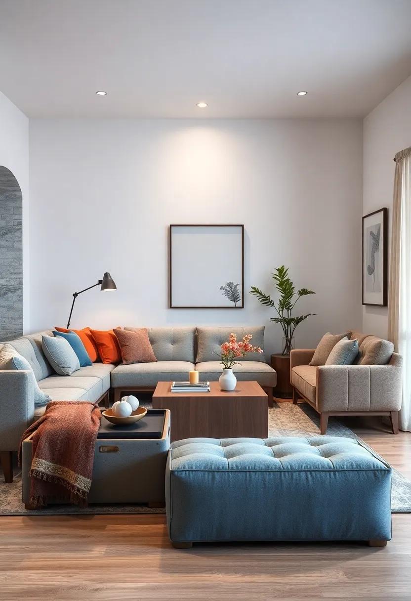 Scandinavian-Inspired Minimalist Ottomans⁤ with Clean ⁤Lines and Natural wood Accents in Cozy Small Rooms