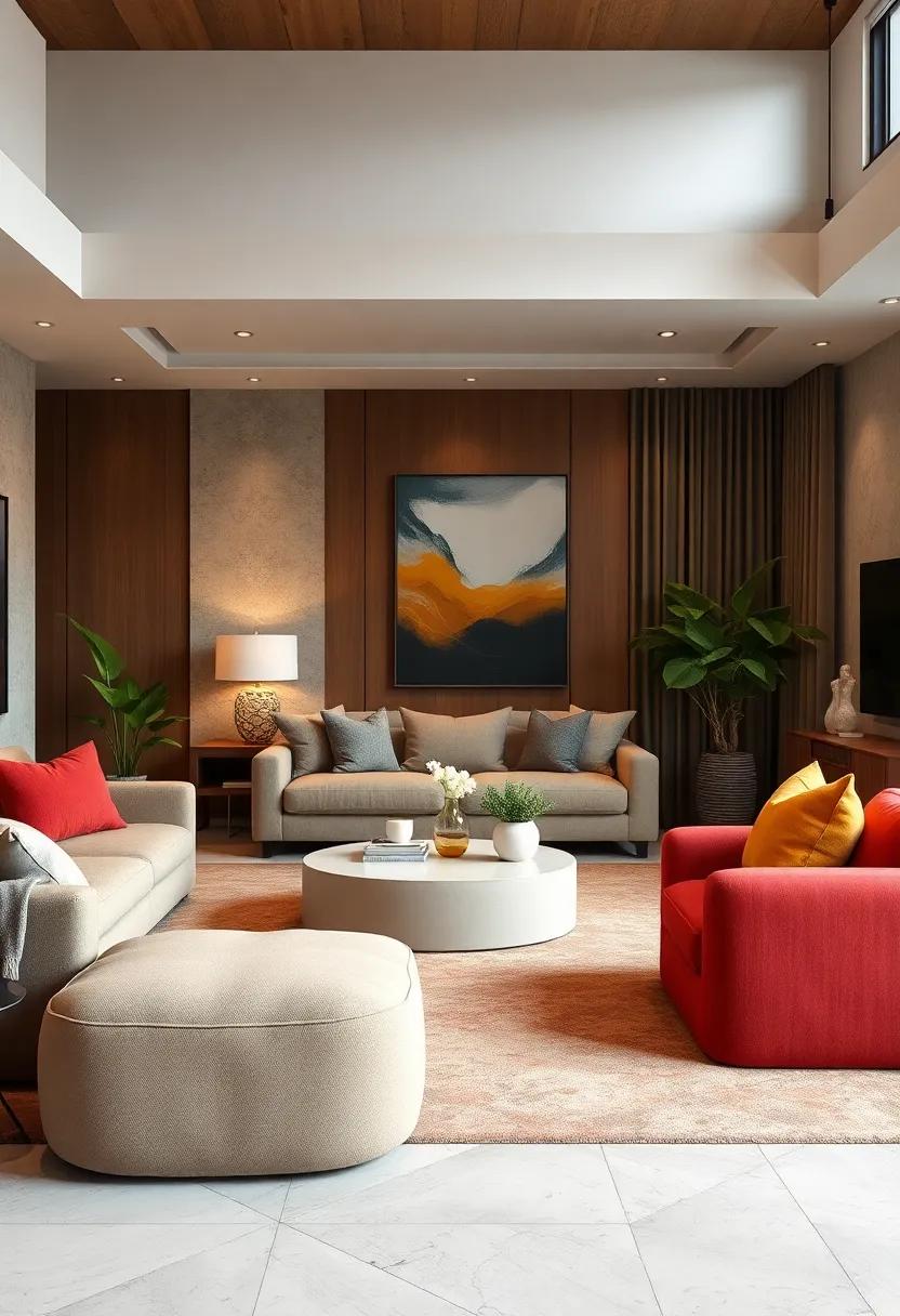 Sculptural Modular Ottoman Forms as Functional Art ‌Pieces Enhancing Creative Small ⁣Living Spaces