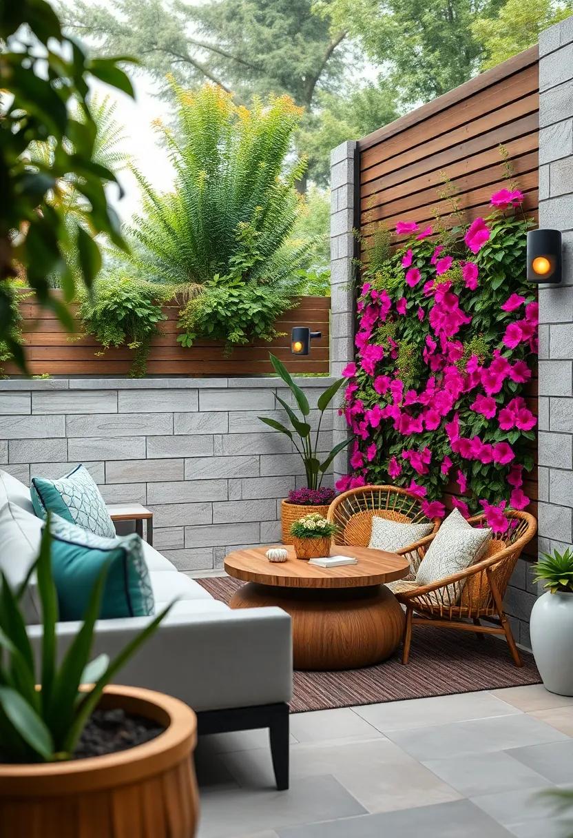 Garden Watchful Eyes: Smart Cameras Integrated ⁣into Vertical Garden Walls Surrounded by Vibrant ⁢Flowers in Bloom