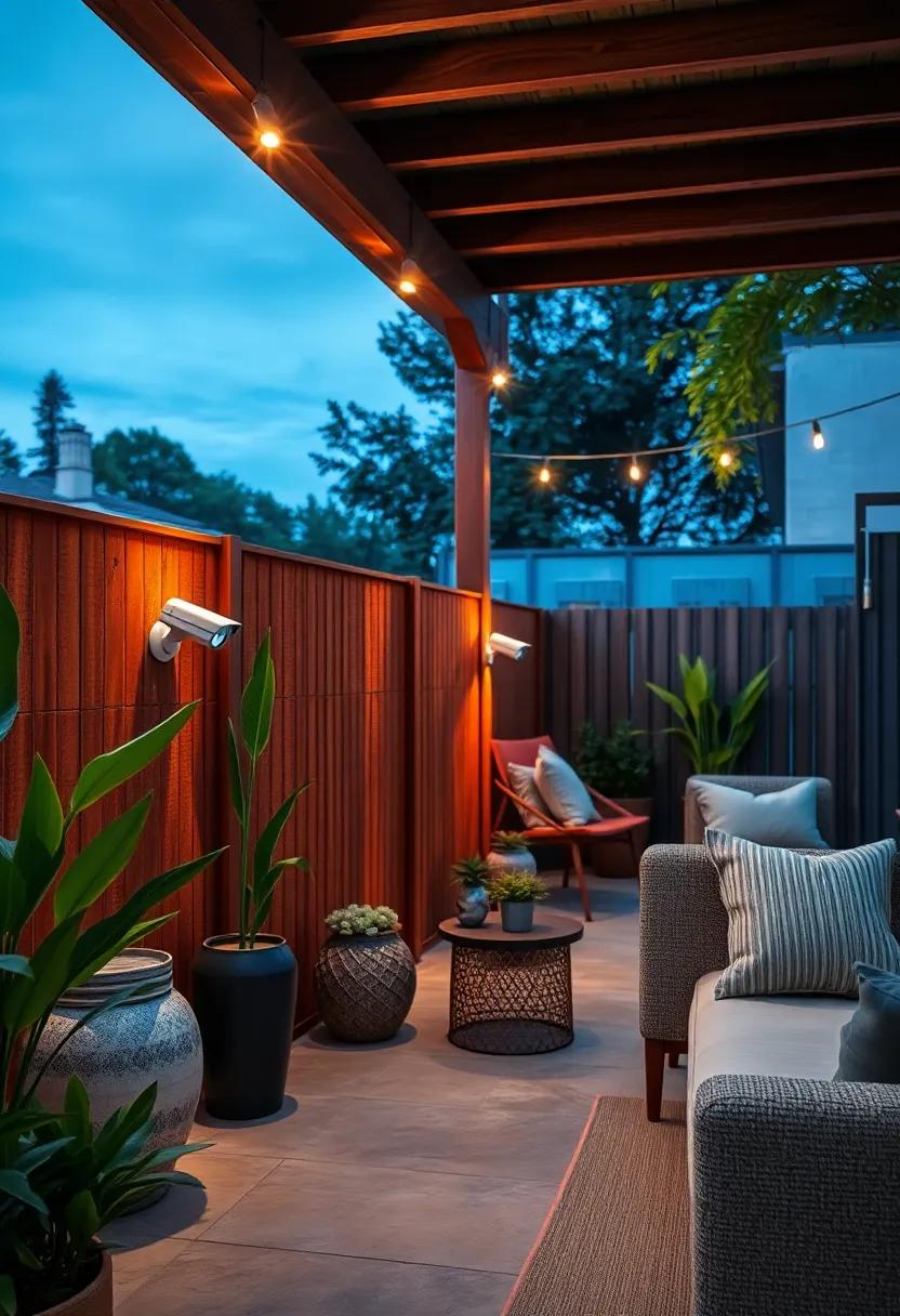 Lens⁣ Reflection Illuminates Rust-Textured Metal Fence area⁣ concealing⁤ High-Tech Monitoring Gadgets at Dusk