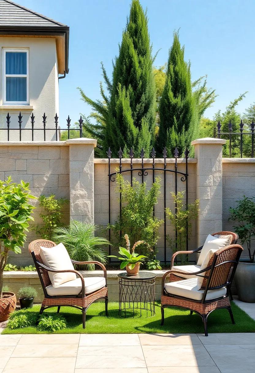 classic French: Limestone walls topped⁤ with delicately curved iron fences create an elegant,refined border that channels French country chic