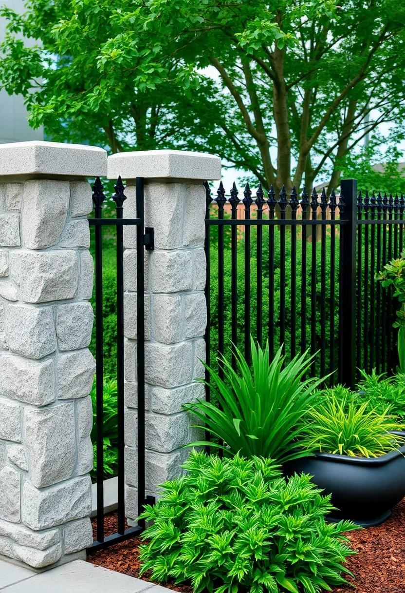Classic ‍Elegance: smooth granite ​posts with simple, ⁣vertical iron pickets produce a​ timeless fence that suits traditional landscapes ​perfectly