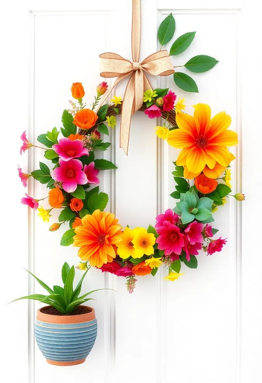 DIY Summer Wreaths: Craft your own ‍seasonal ⁤wreaths using vibrant‍ flowers​ or foliage ​to ⁢infuse dynamic ⁢color into your entryway