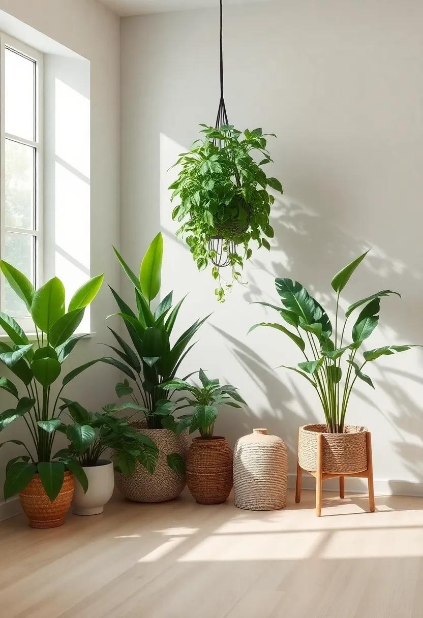 Indoor Plants Expanse: Elevate your ⁤indoor ambiance with a​ mix of⁣ lush⁤ greenery; think large floor plants and ‍hanging varieties to​ create a mini jungle