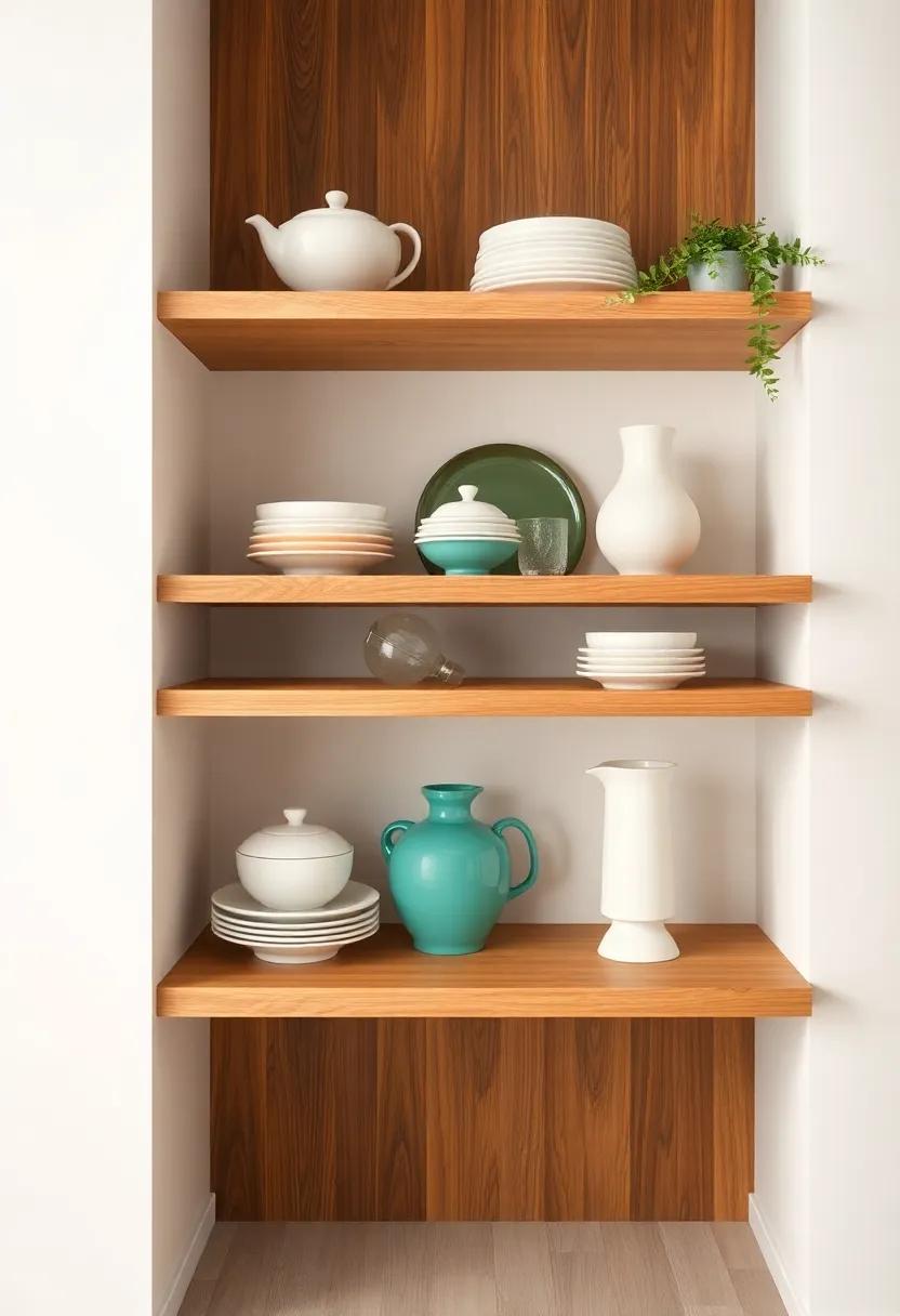 Open Shelving Displays: Use ​open shelves to⁤ showcase‍ your favorite colorful dishes and decorative ‍items, inviting⁢ a casual, ⁢breezy vibe