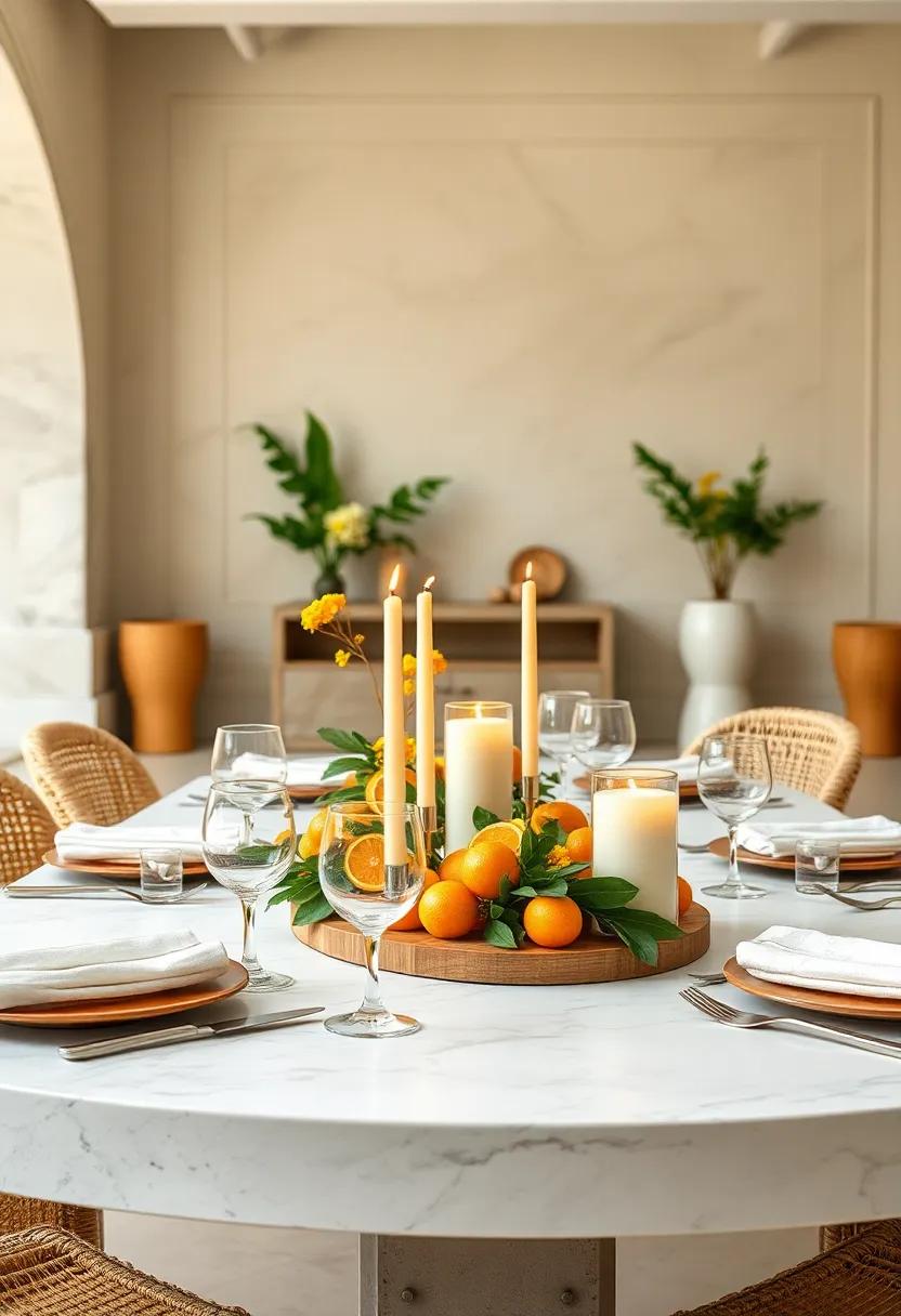 Bespoke Citrus‌ Scented Candles⁣ Placed Strategically to Enhance the Ambiance of Summer Gatherings