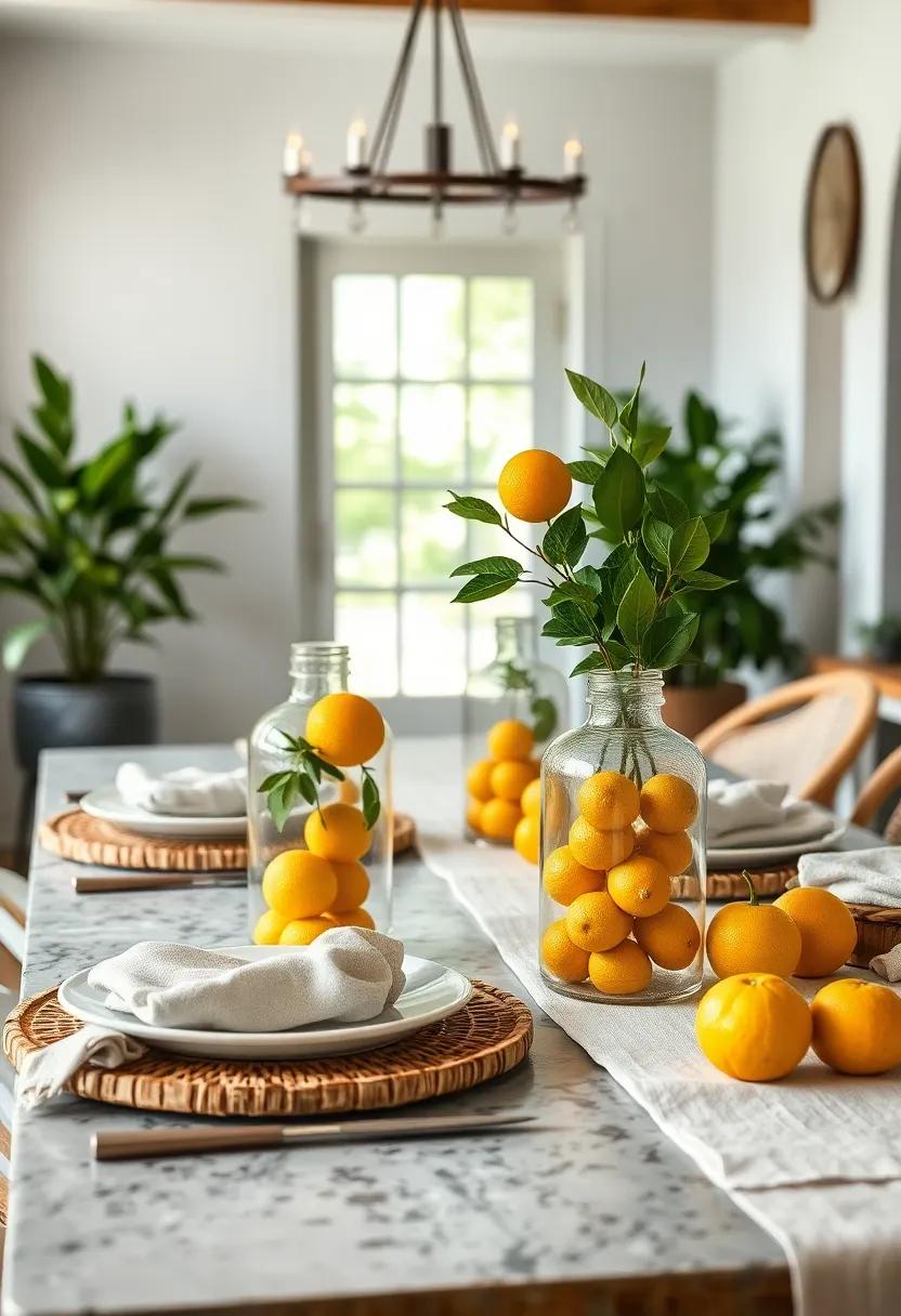 Glass Jars Filled with Preserved lemons and Oranges as ⁤Decorative Elements Adding Vintage‌ Charm