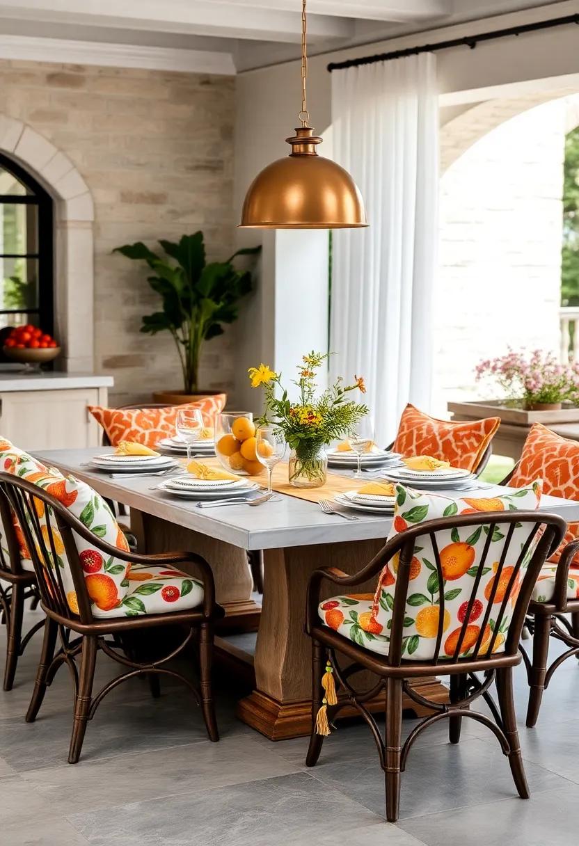 Citrus-Inspired Textile Prints on ⁣Cushions and Chair Covers Creating a Cohesive Tablescape Story