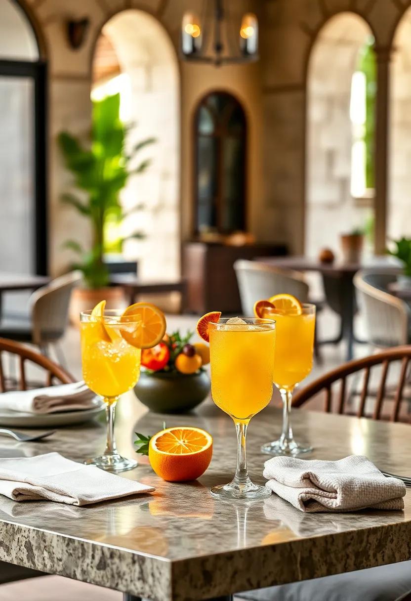 Refreshing Citrus-Infused drinks served in Skinny Glasses Adorned with Lemon and Orange Garnishes