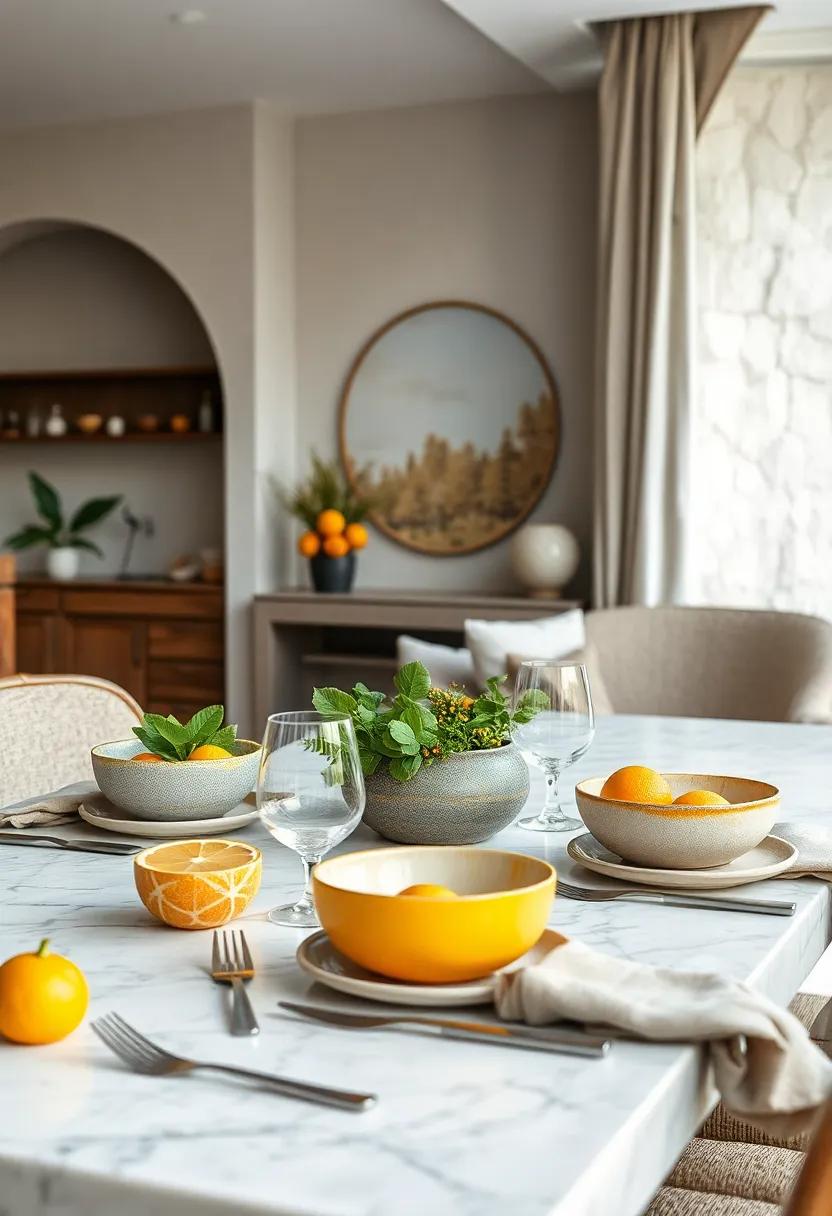 Handmade Ceramic Bowls Mimicking the Texture ⁤and Color Variations of Citrus Fruits for⁤ Serving Salads