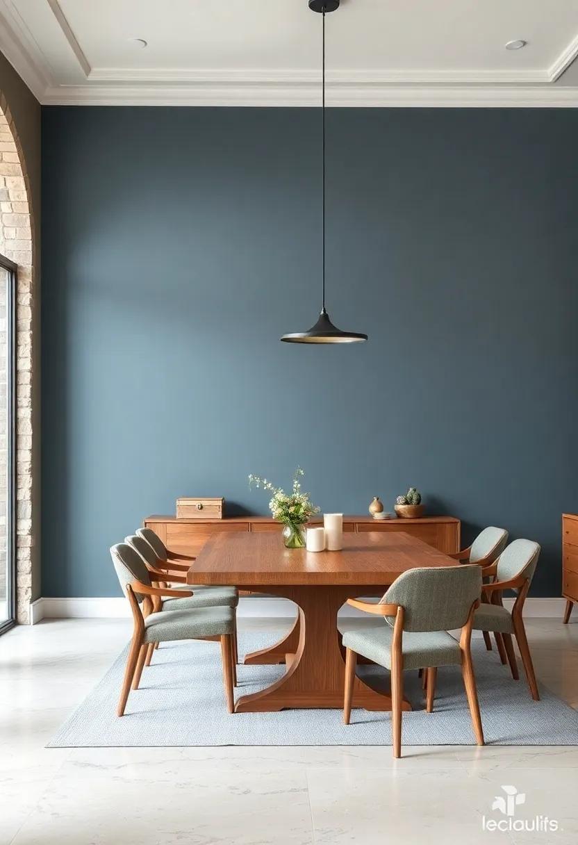 cool Slate Blue Colors ⁢Delivering A⁢ Balancing ‍Contrast to ⁤Warm Wooden⁤ Furniture