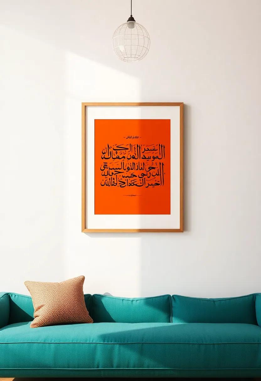 A framed‍ verse in Jali diwani script, featuring a vibrant color palette that adds a ⁢bold statement to any room