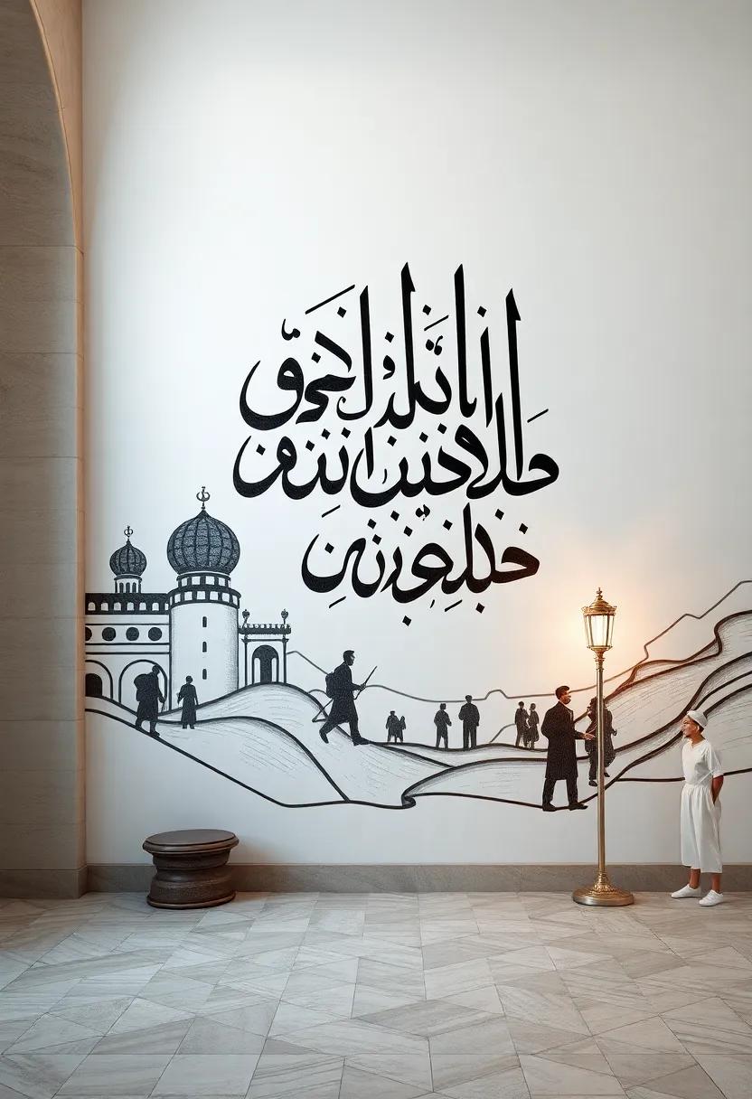 A dynamic piece depicting historical events through ⁤expressive script, merging ⁢both art​ and storytelling in a meaningful ​way