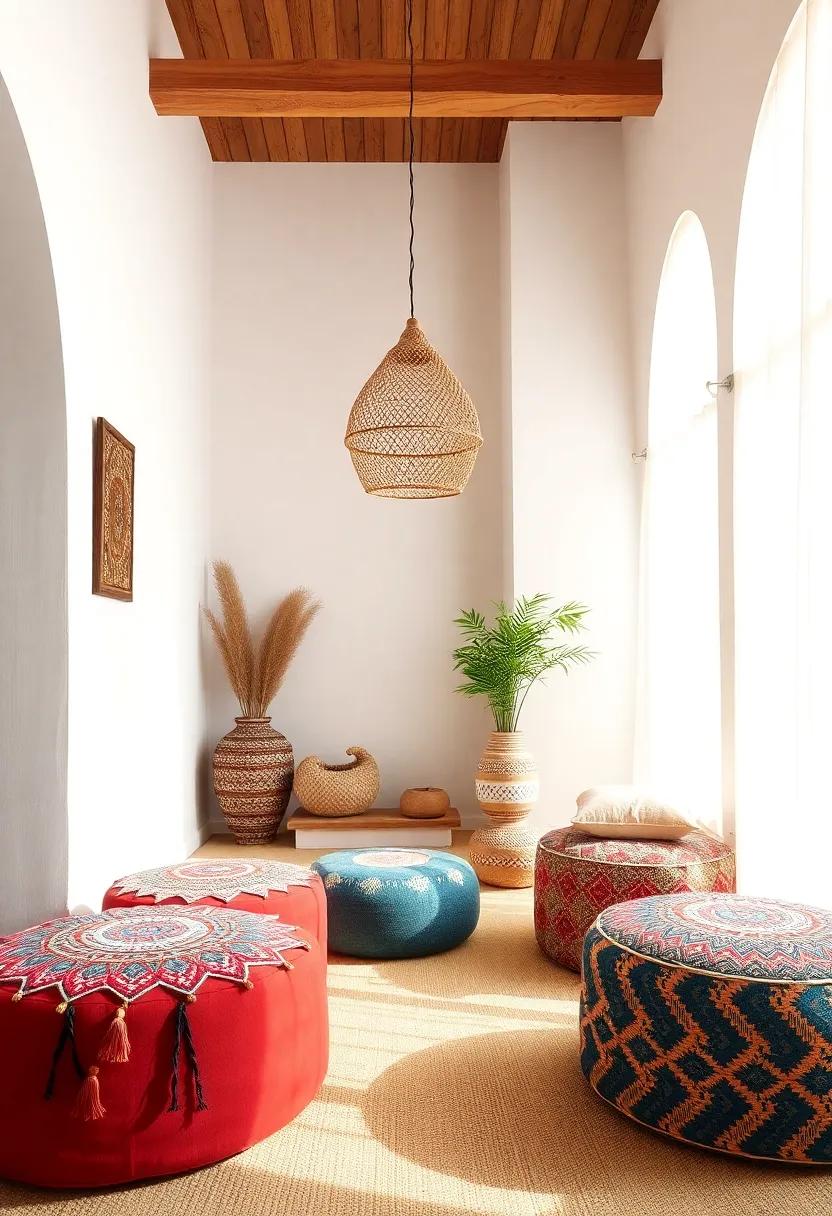 Ignite Imagination: the artisanal designs of Moroccan poufs spark creativity, encouraging a bohemian flair in any home decor